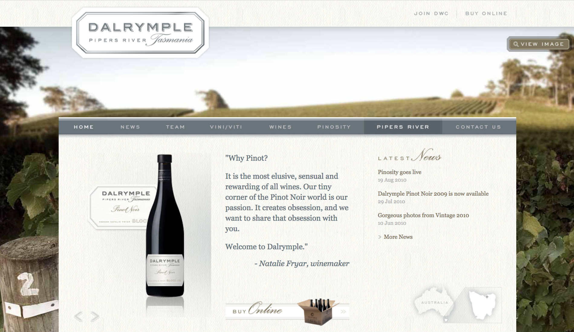 Dalrymple deliver beautiful wine through an elegant website
