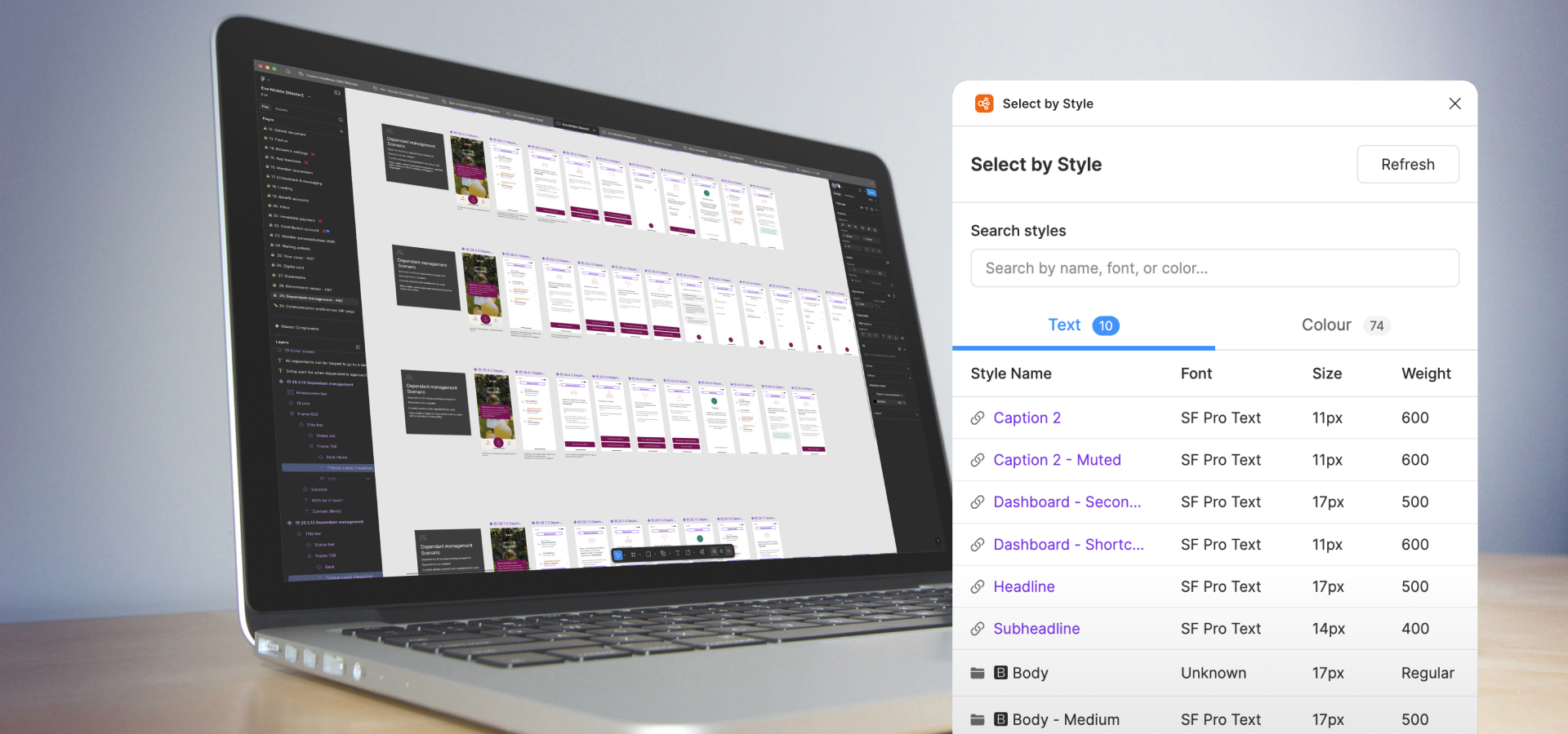 Figma plugin design to select styles
