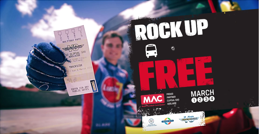 Rock up to the race for free: Television Commercial